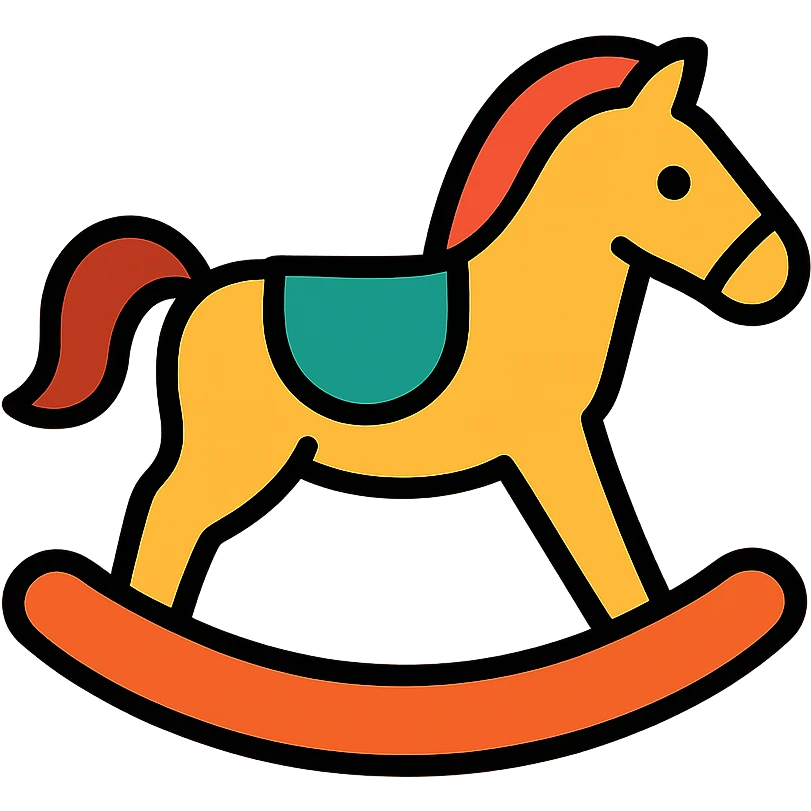 A traditional wooden rocking horse toy for children emoji