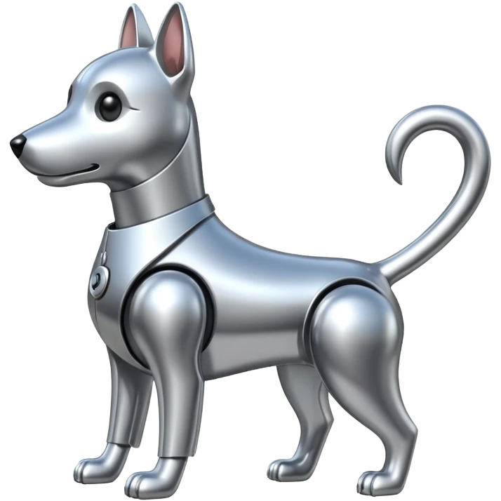 Robots Dog Bot – Mechanical dog with metal body, wagging tail emoji
