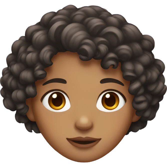 girl with dark loose curly hair and brown eyes  emoji