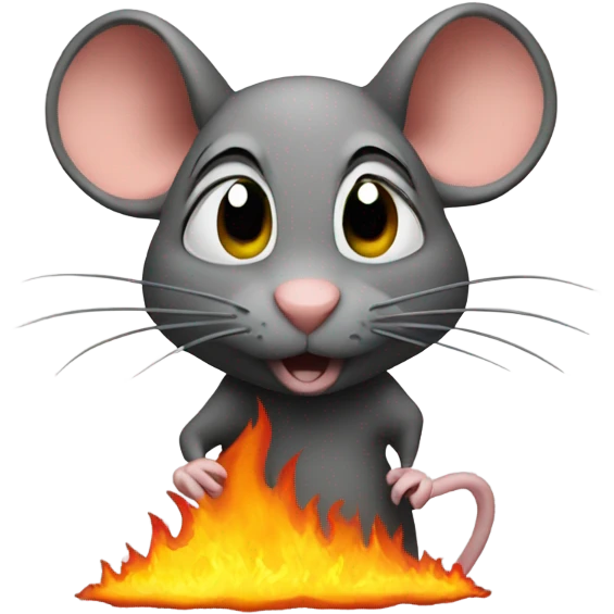 A rat, looks at a burning house, disaster meme emoji