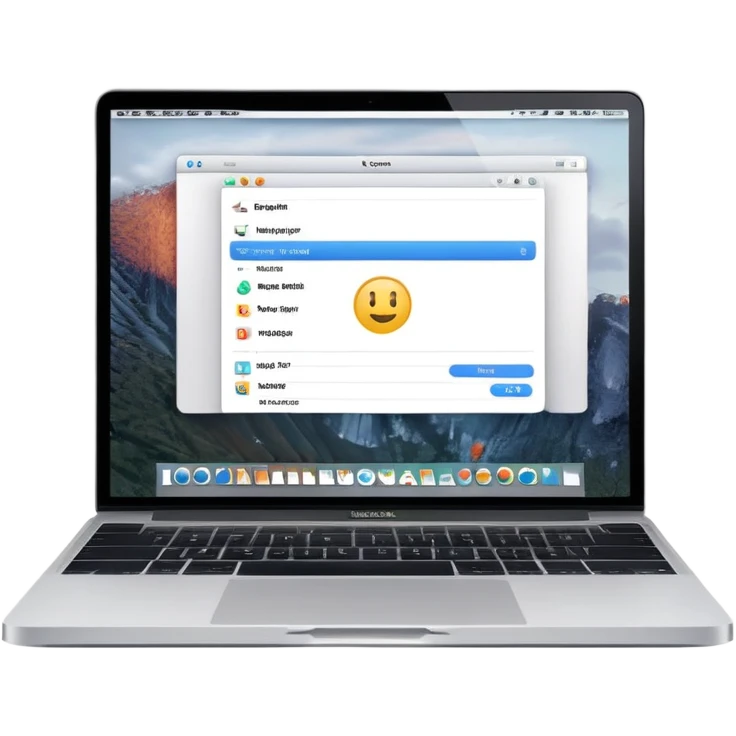 MacBook laptop with task management app open on screen emoji