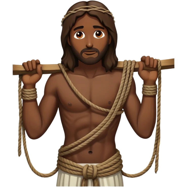 Dark skin christ Jesus tied to ropes emoji