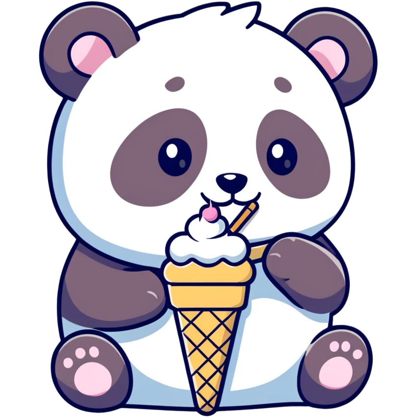 Panda eating ice cream emoji