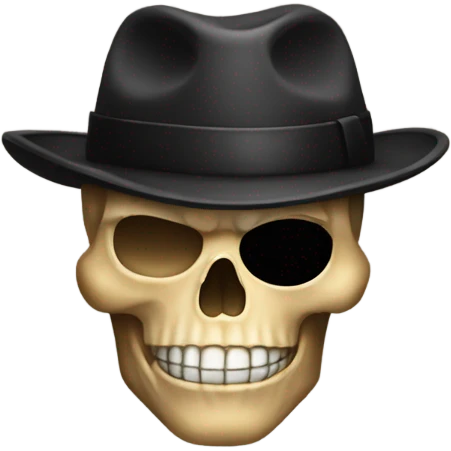 skull with robber mask and fedora emoji