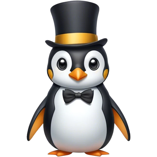 Penguin dancing with a top hat and elegant suit emoji