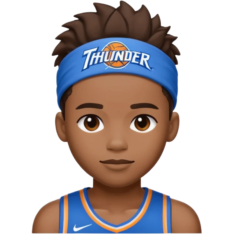 Shai Gilgeous-Alexander as an emoji, featuring his signature hairstyle, headband, and Oklahoma City Thunder jersey emoji