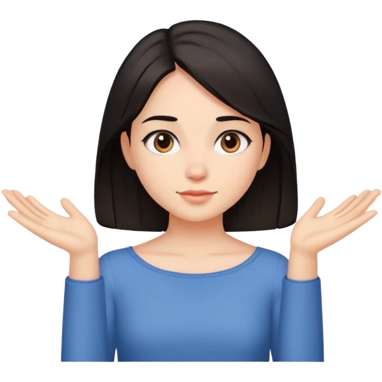 A girl mid length dark hair reaching her shoulders  emoji