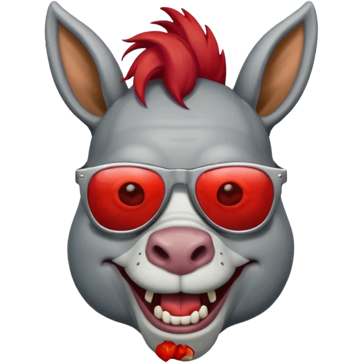 Zombie donkey with sun glasses and red hair and joker nose hungry  emoji