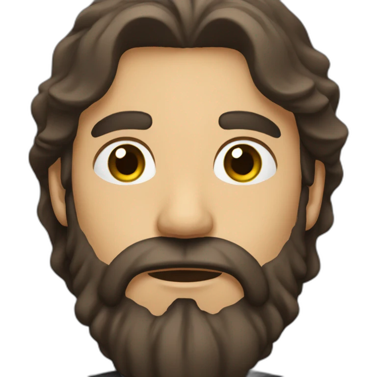 A man with microphone and long brown beard and dark hair emoji