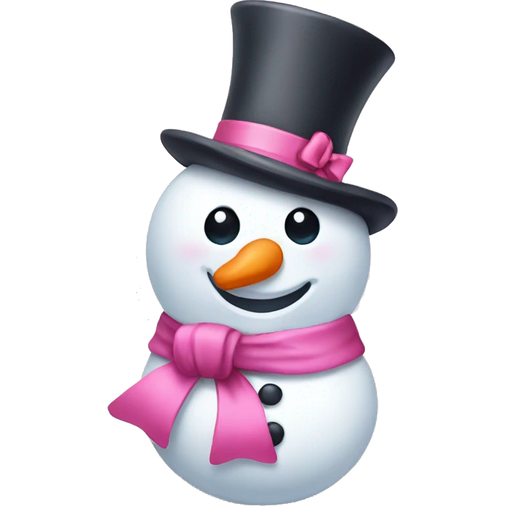 Cute snowman with pink bow emoji