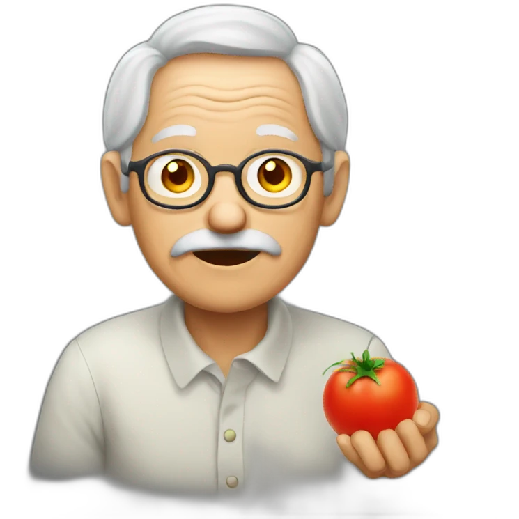 old person eat tomato emoji
