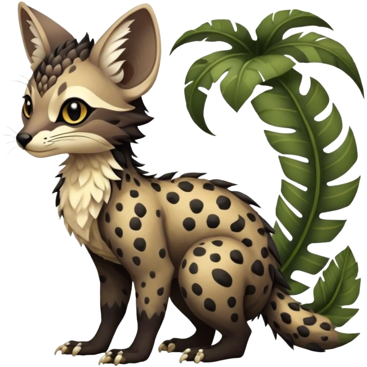 Feral Rare Fantasy dark tropical Vernid-Trico-species by LiLaiRa, random markings, tufted tail, tufted ears, full body emoji