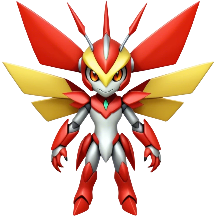 Cute Cool Edgy Shiny Futuristic Ethereal Legendary Kartana-Digimon-Scizor-hybrid full body emoji