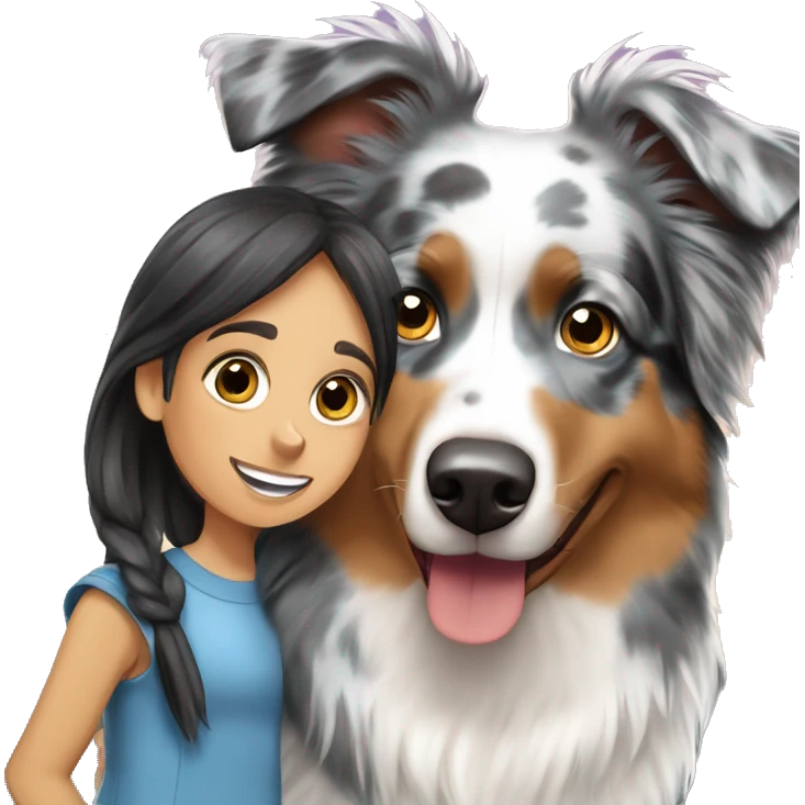 Blue Merle Australian shepherd with a girl  emoji