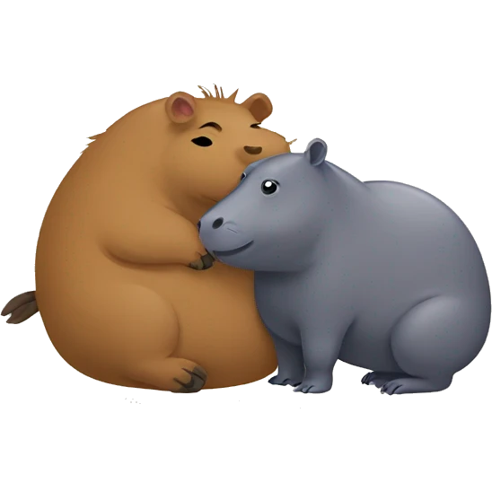 Capybara and Hippo cuddle emoji
