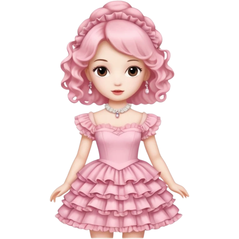 a coquette doll with a pretty dress emoji