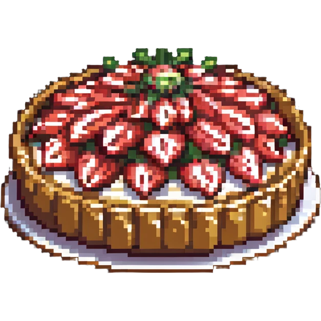 strawberry tart seen from above, pixel art style emoji