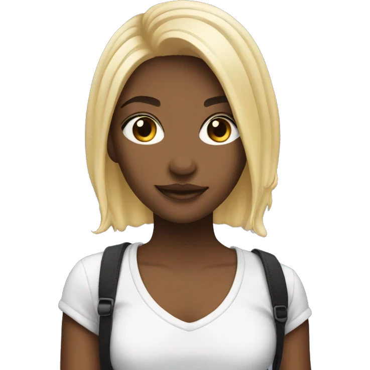 Girl with black and blonde split dye hair emoji