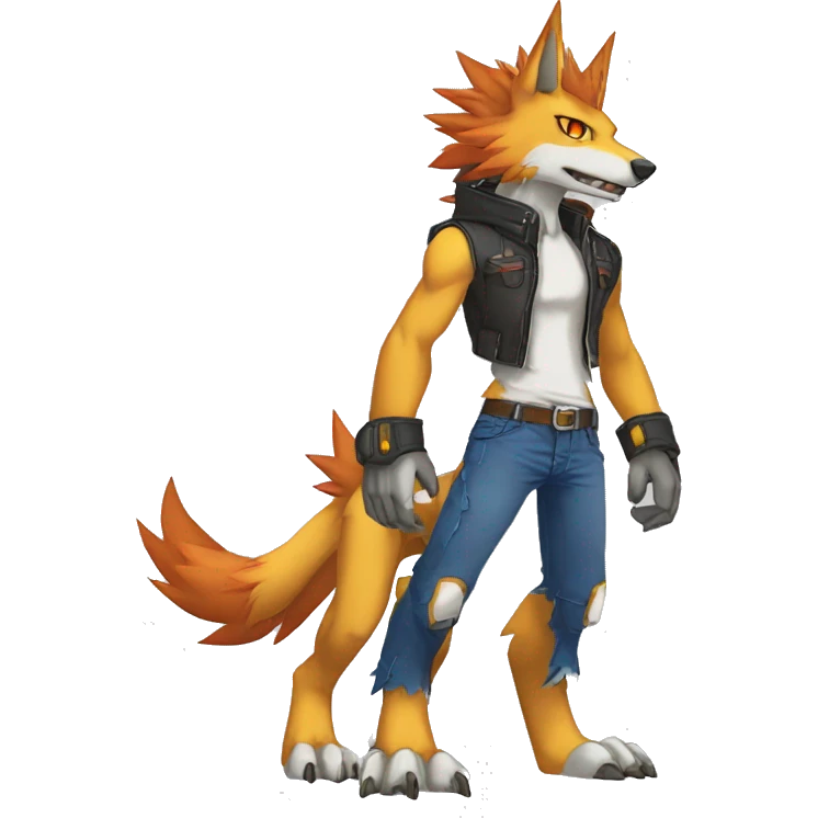  Cool Edgy Digimon-Fakemon-Garurumon-Loogamon-Dorulumon-Wolf full body emoji