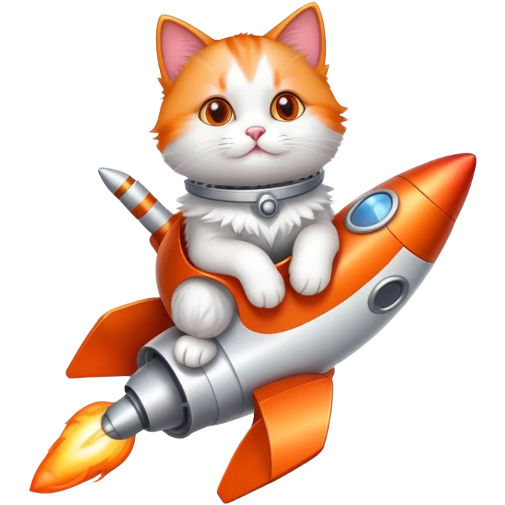 Cute cat sitting on a rocket emoji