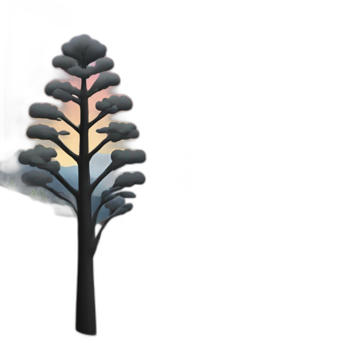 Montagne arc-en-ciel avec des arbres noir et blanc emoji