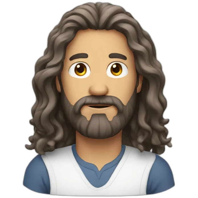 Handsone man with beard and long hair emoji