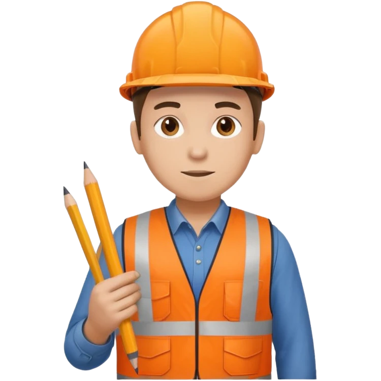 worker wearing orange west holding a pencil emoji