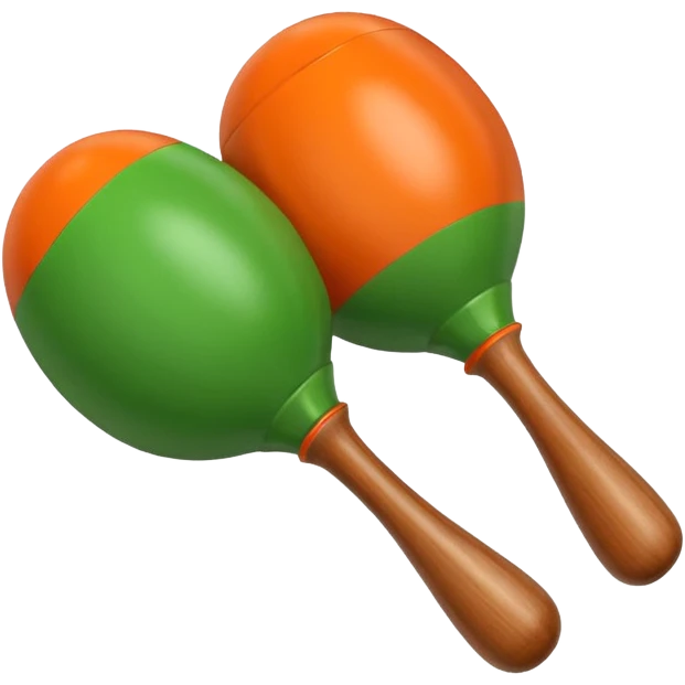Green-and-orange maracas with glossy finish and thick handles.



 emoji
