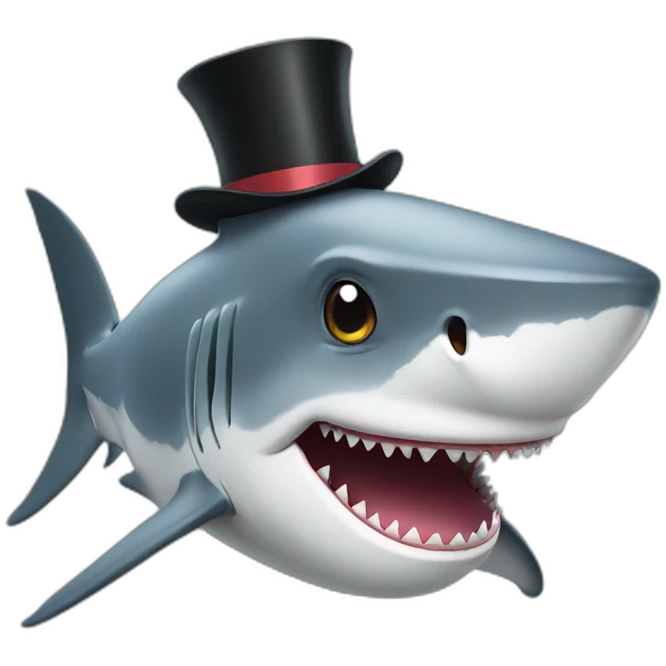Shark with a top hat emoji