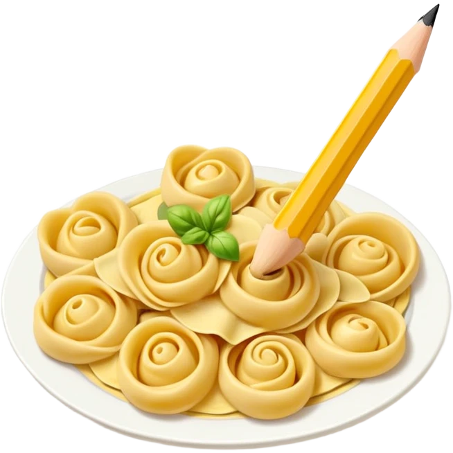 Tortellini on pencil emoji