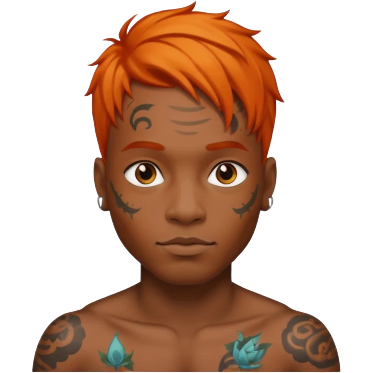 Tattooed black man with orange hair emoji