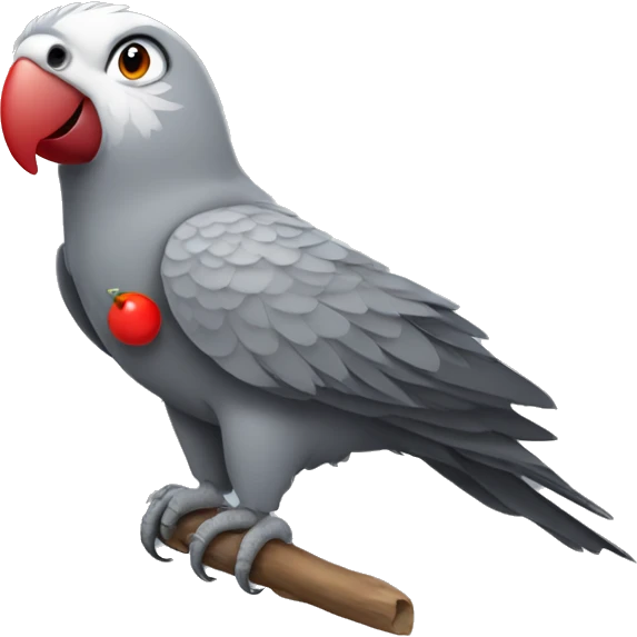 Gray parrot with one red on his ass tail emoji
