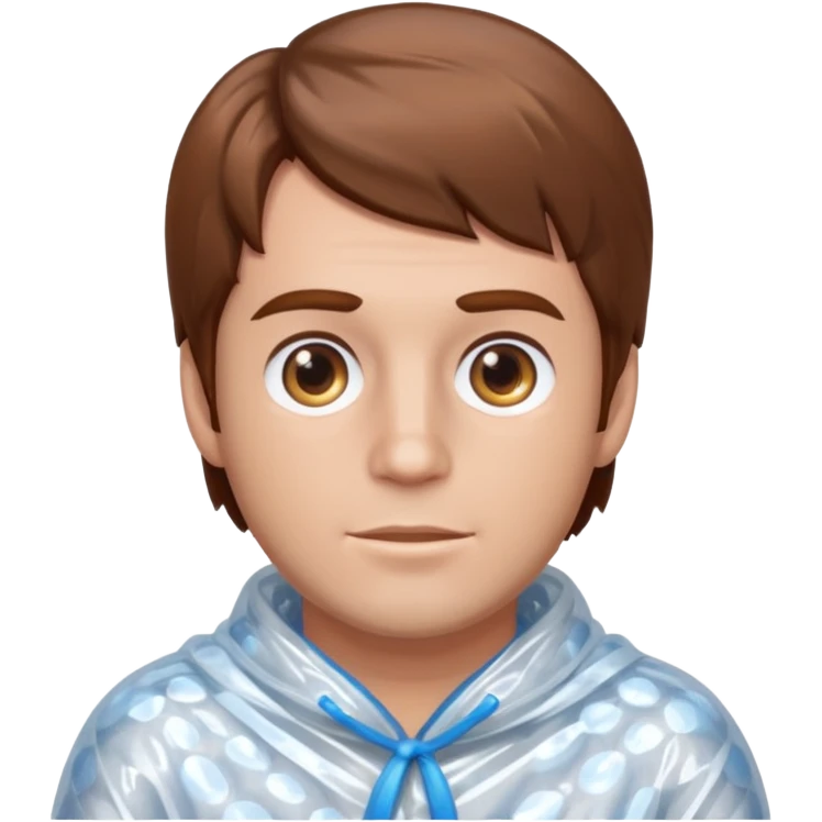 Brown haired man wrapped in a roll of bubble wrap emoji