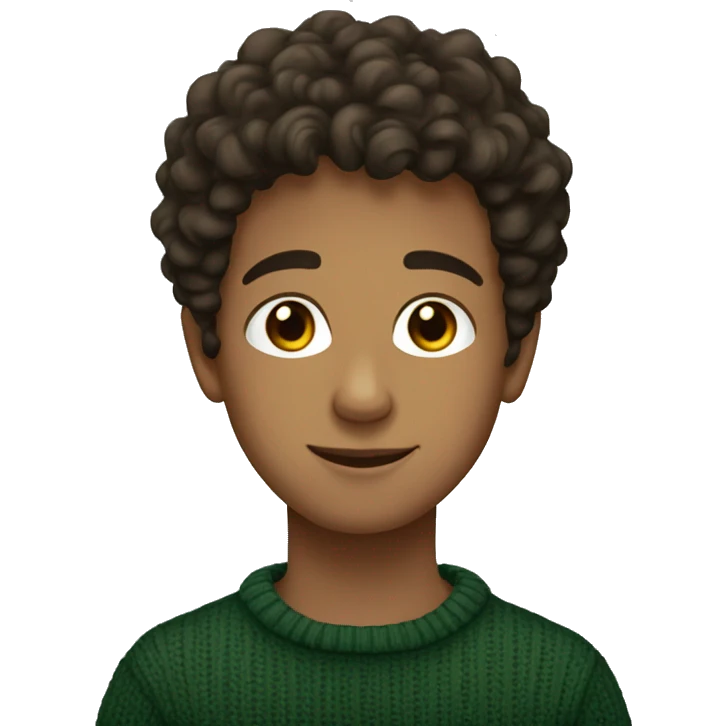 winter, christmas, young boy, short curly brown hair, brown eyes, hispanic, dark green sweater emoji