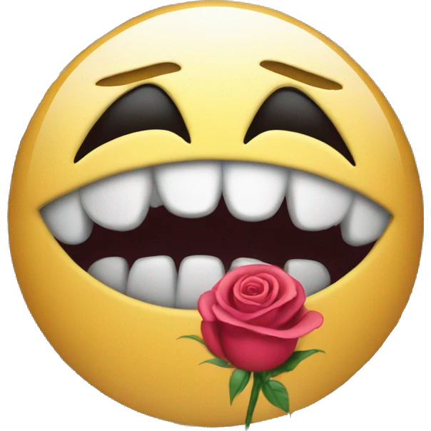 money eyes with sharp teeth and a rose in the mouth emoji