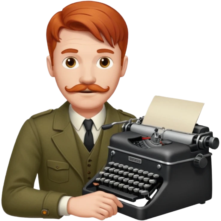 moustache redhead man with vintage typewriter emoji