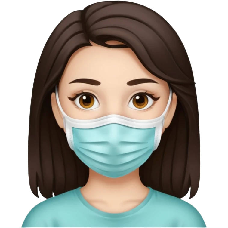 aesthetic brunette girl in face mask emoji