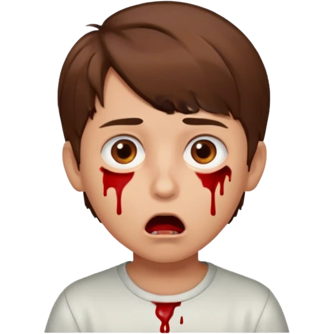 boy with brown hair and brown eyes who is supriced because he just ate pussy and he’s got blood on his mouth  emoji