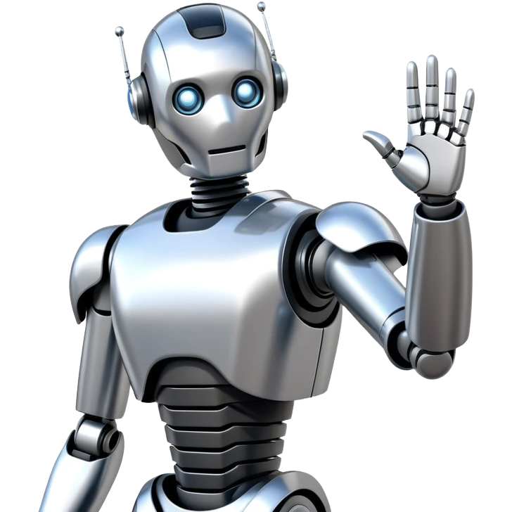 Sorayama robot waving hand emoji