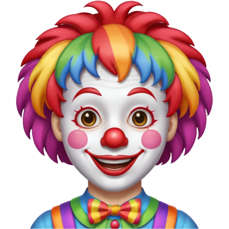 clown with big red nose and rainbow wig emoji emoji