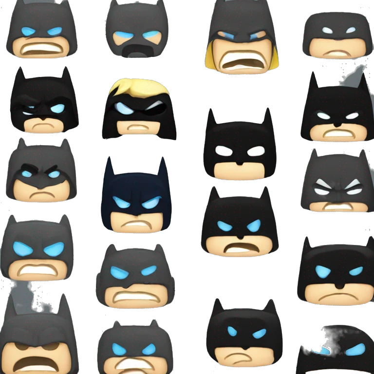 Dark Batman with blue eyes and angry emoji