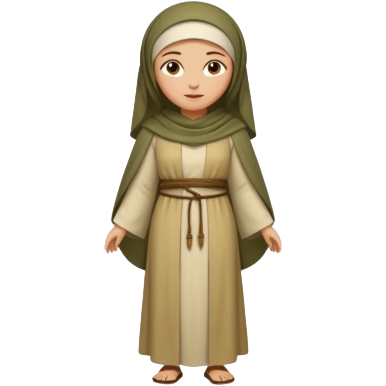 fullbody Jerusalem woman in ancient robes and headscarf, no crosses or Christian symbols emoji