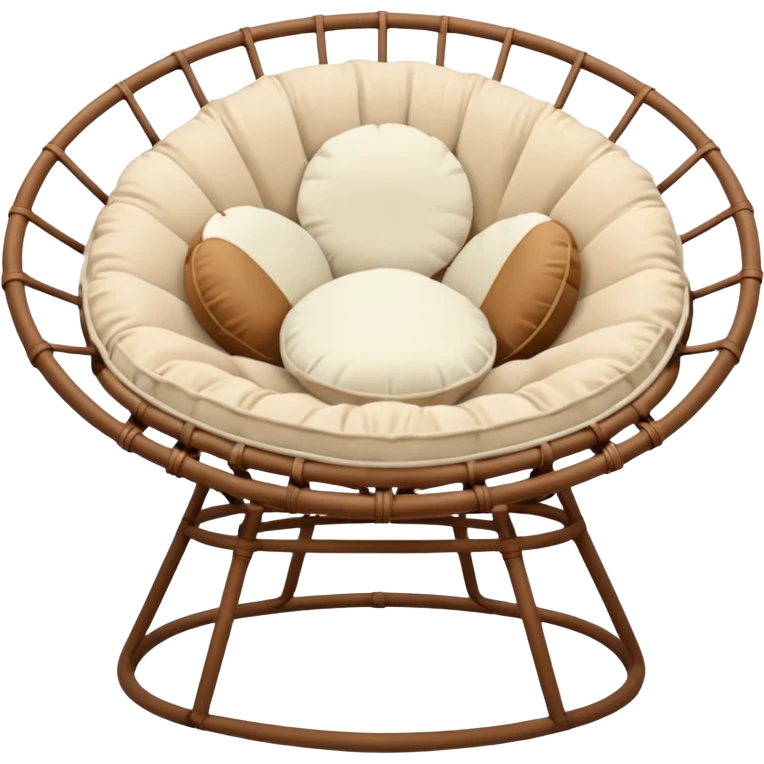 Light brown Papasan chair with cream cushion emoji