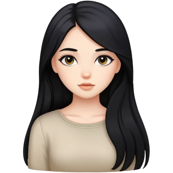 black long hair girl with soft makeup emoji
