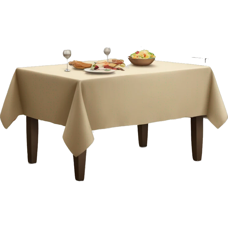 Big dining table with beige table cloth emoji