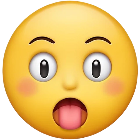 Round yellow emoji face with a bored expression, downturned mouth and tongue poking out emoji