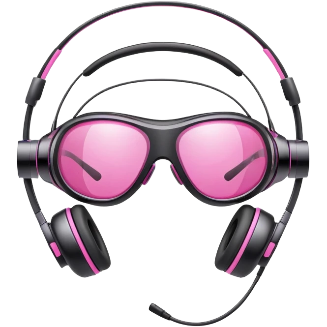 protective glasses with pink lenses and built-in headphones, tech safety gear emoji