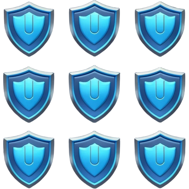 Futuristic glowing blue emoji badge set for the brand name “DRAEV” — includes shield, checkmark, camera, briefcase, verified tick, bot face, and rocket. Neon blue glow, dark gradient background, cyber aesthetic, 3D soft lighting, premium tech style. emoji