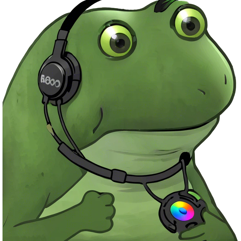 wearing an RGB gaming headset, wearing a shirt emoji