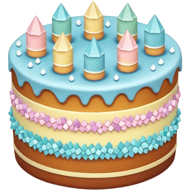 Two layer cake adorned with overflowing raw pastel crystals  emoji